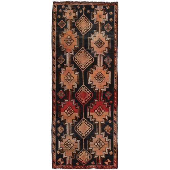 Pasargad Home Vintage Shiraz Black Lamb's Wool Area Rug- 3' 4" X 8'10"