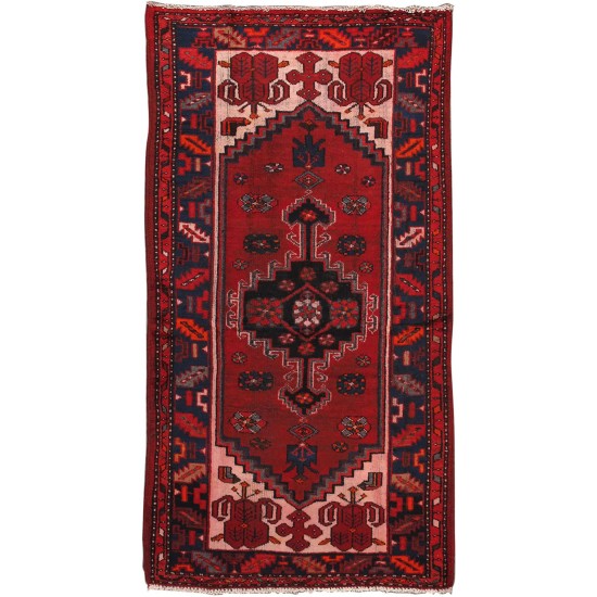 Pasargad Home Vintage Shiraz Collection Red Lamb's Wool Area Rug- 3' 4" X 6' 5"