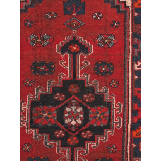 Pasargad Home Vintage Shiraz Collection Red Lamb's Wool Area Rug- 3' 4" X 6' 5"