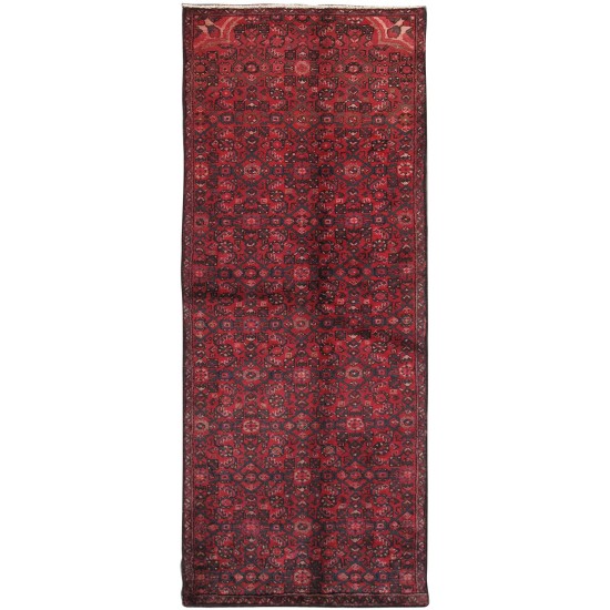 Pasargad Home Vintage Hamadan Collection Red Lamb's Wool Area Rug- 3' 0" X 7' 1"