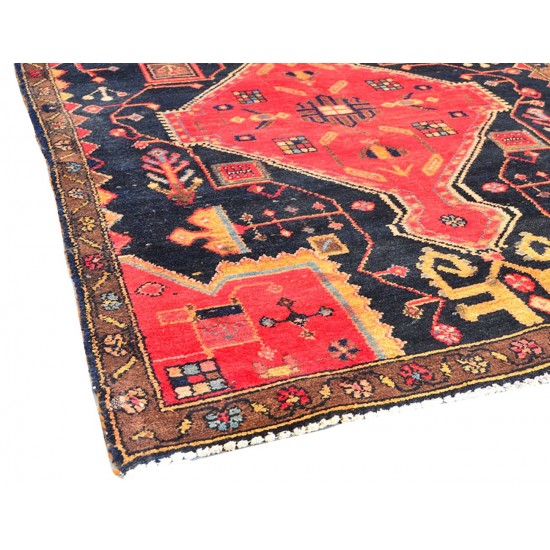 Pasargad Home Vintage N.w. Collection Black Lamb's Wool Area Rug- 3' 6" X 7'10"