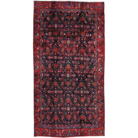 Pasargad Home Vintage Lori Collection Navy Lamb's Wool Area Rug- 4' 9" X 9' 2"