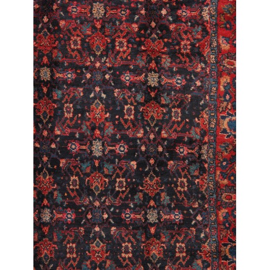 Pasargad Home Vintage Lori Collection Navy Lamb's Wool Area Rug- 4' 9" X 9' 2"