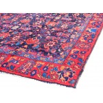 Pasargad Home Vintage Lori Collection Navy Lamb's Wool Area Rug- 4' 9" X 9' 2"