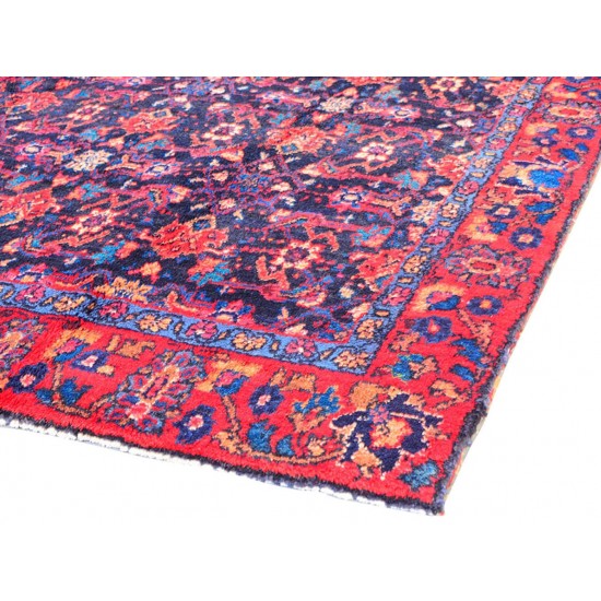 Pasargad Home Vintage Lori Collection Navy Lamb's Wool Area Rug- 4' 9" X 9' 2"
