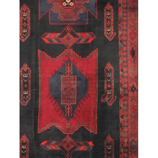 Pasargad Home Vintage Lori Collection Black Lamb's Wool Area Rug- 4' 4" X 9' 8"