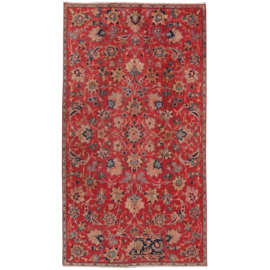 Pasargad Home Vintage Hamadan Collection Red Lamb's Wool Area Rug- 4' 3" X 8'10"