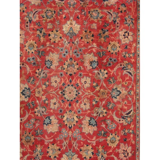 Pasargad Home Vintage Hamadan Collection Red Lamb's Wool Area Rug- 4' 3" X 8'10"