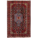 Pasargad Home Vintage Bidjar Collection Navy Lamb's Wool Area Rug- 4' 4" X 6' 6"