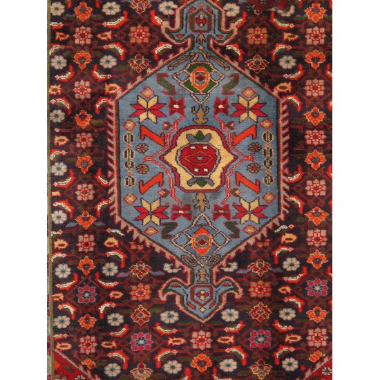 Pasargad Home Vintage Bidjar Collection Navy Lamb's Wool Area Rug- 4' 4" X 6' 6"