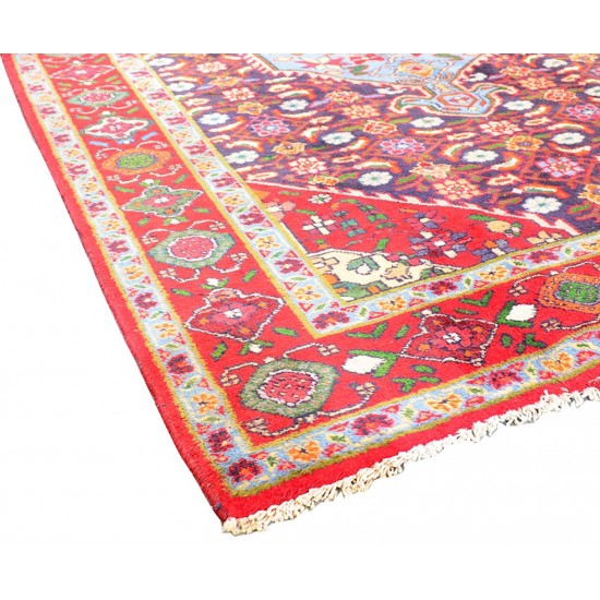 Pasargad Home Vintage Bidjar Collection Navy Lamb's Wool Area Rug- 4' 4" X 6' 6"