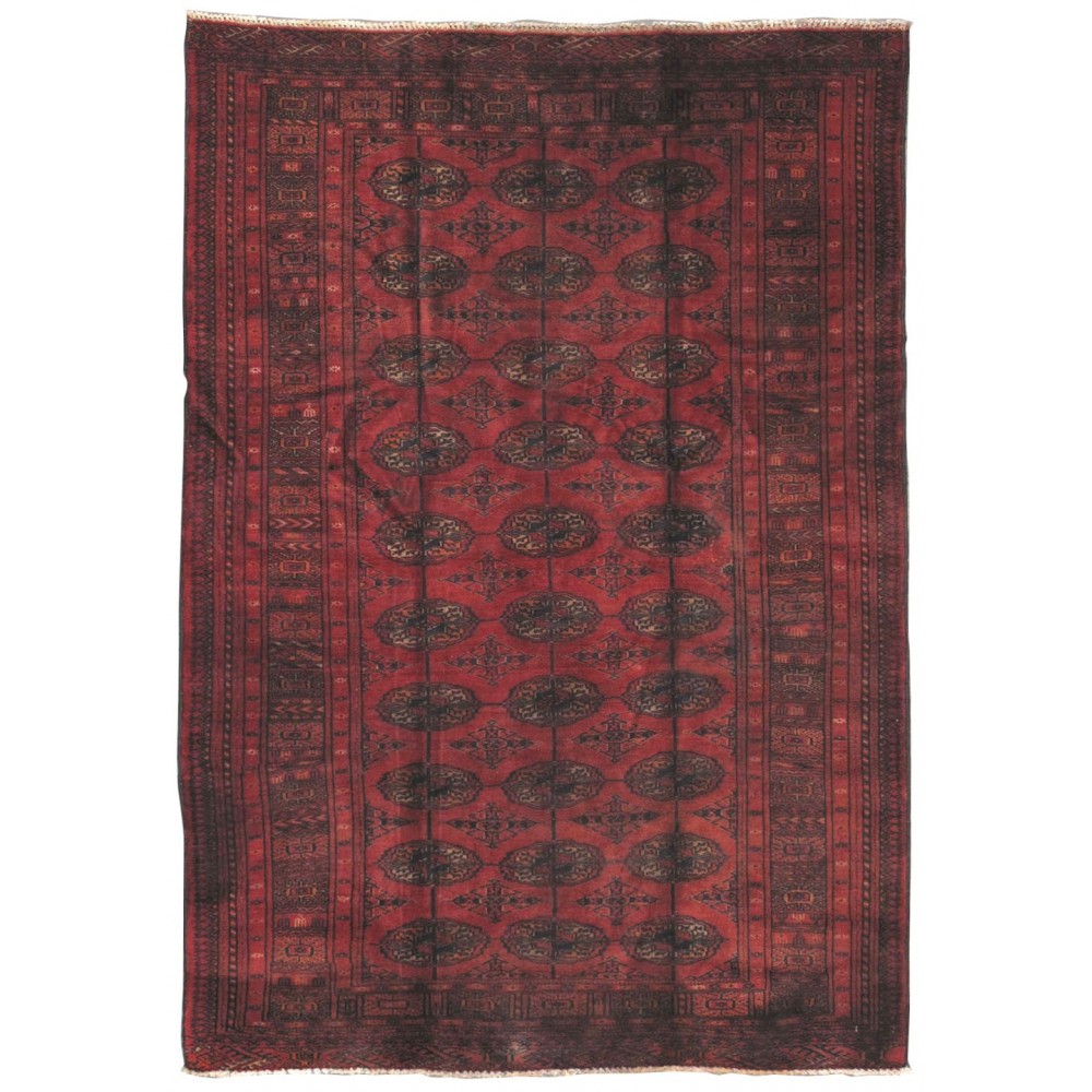 Pasargad Home Vintage Tekkeh Collection Red Lamb's Wool Area Rug- 4' 5" X 6' 4"