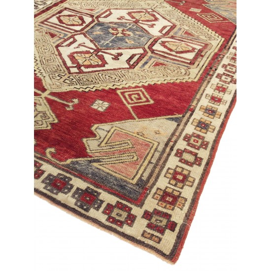 Pasargad Home Vintage Kazak Collection Rust Lamb's Wool Area Rug- 4' 1" X 5' 9"