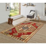 Pasargad Home Vintage Kazak Collection Rust Lamb's Wool Area Rug- 4' 1" X 5' 9"