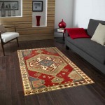 Pasargad Home Vintage Kazak Collection Rust Lamb's Wool Area Rug- 4' 1" X 5' 9"