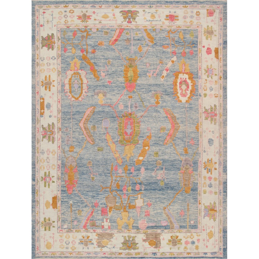 Pasargad Home Oushak Collection Hand-Knotted Wool Area Rug- 8' 8" X 11' 9"