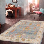 Pasargad Home Oushak Collection Hand-Knotted Wool Area Rug- 8' 8" X 11' 9"