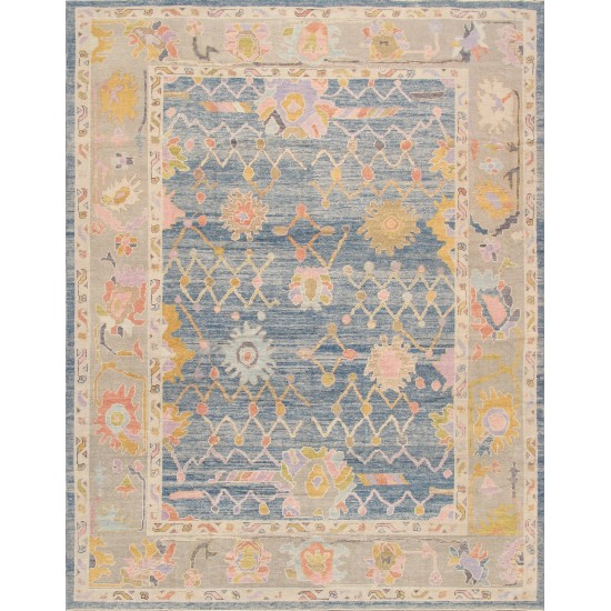 Pasargad Home Oushak Collection Hand-Knotted Wool Area Rug- 9' 1" X 11' 8"