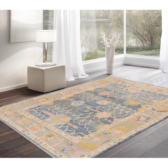 Pasargad Home Oushak Collection Hand-Knotted Wool Area Rug- 9' 1" X 11' 8"