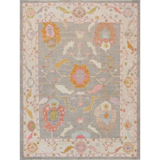 Pasargad Home Oushak Collection Hand-Knotted Wool Area Rug- 8' 9" X 11' 5"