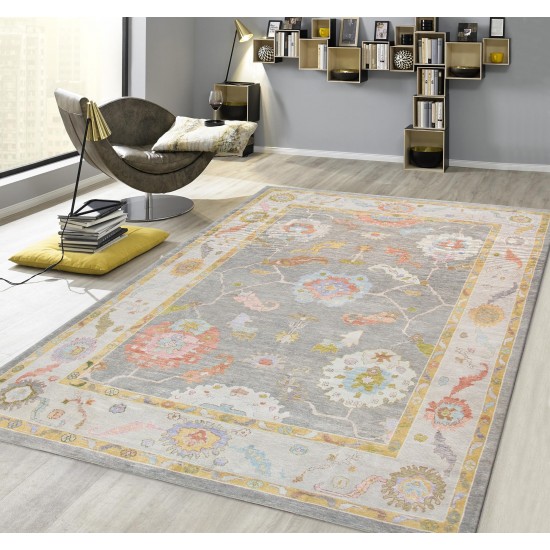 Pasargad Home Oushak Collection Hand-Knotted Wool Area Rug- 9' 9" X 13' 8"