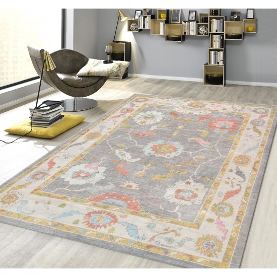 Pasargad Home Oushak Collection Hand-Knotted Wool Area Rug- 8'10" X 12' 0"