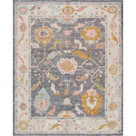 Pasargad Home Oushak Collection Hand-Knotted Wool Area Rug- 9' 2" X 11' 1"