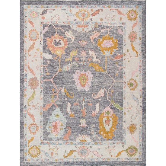 Pasargad Home Area Rug Oushak Hand-Knotted Wool Grey 10' 0" X 13' 2"