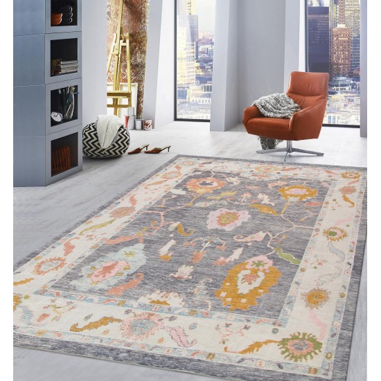 Pasargad Home Area Rug Oushak Hand-Knotted Wool Grey 10' 0" X 13' 2"