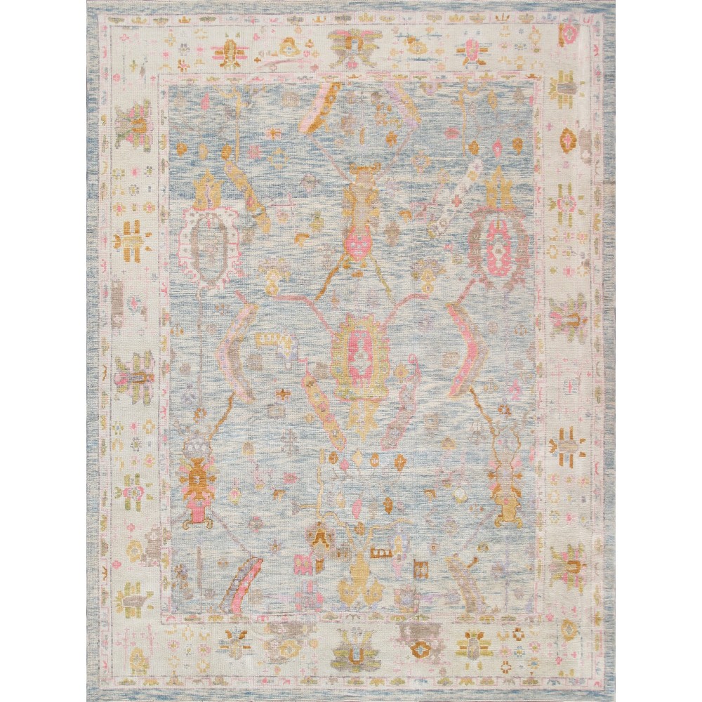 Pasargad Home Oushak Collection Hand-Knotted Wool Area Rug- 8'10" X 11' 8"