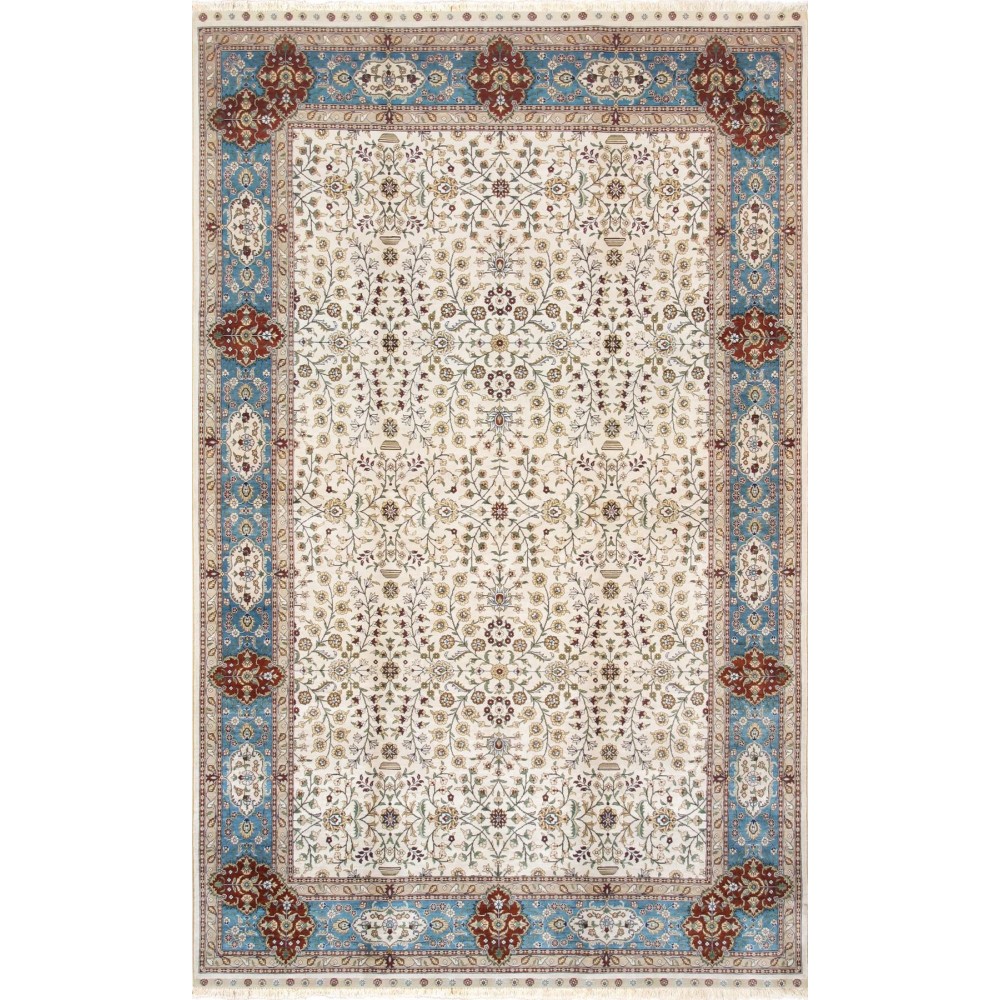 Pasargad Home Hereke Collection Hand-Knotted Pure Silk Area Rug- 5' 1" X 8' 3"