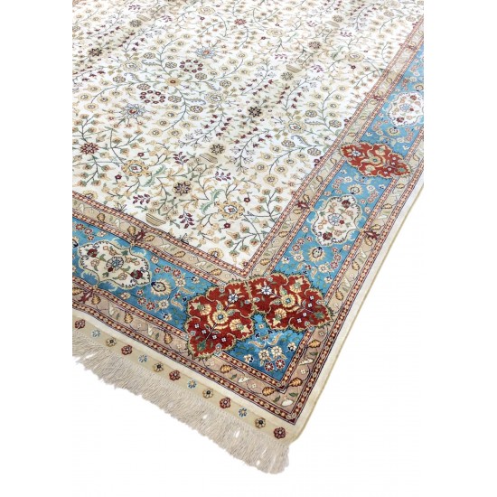 Pasargad Home Hereke Collection Hand-Knotted Pure Silk Area Rug- 5' 1" X 8' 3"