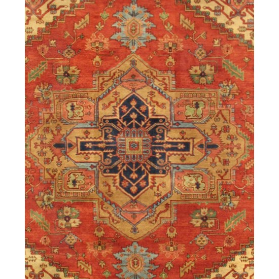 Pasargad Home Serapi Hand-Knotted Lamb's Wool Area Rug- 12' 1" X 17' 11"