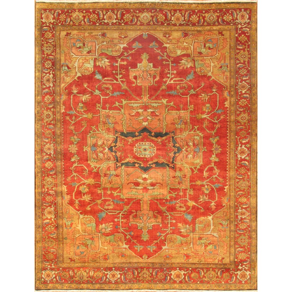 Pasargad Home Area Rug Serapi Hand-Knotted Wool Rust 10' 0" X 14' 0"