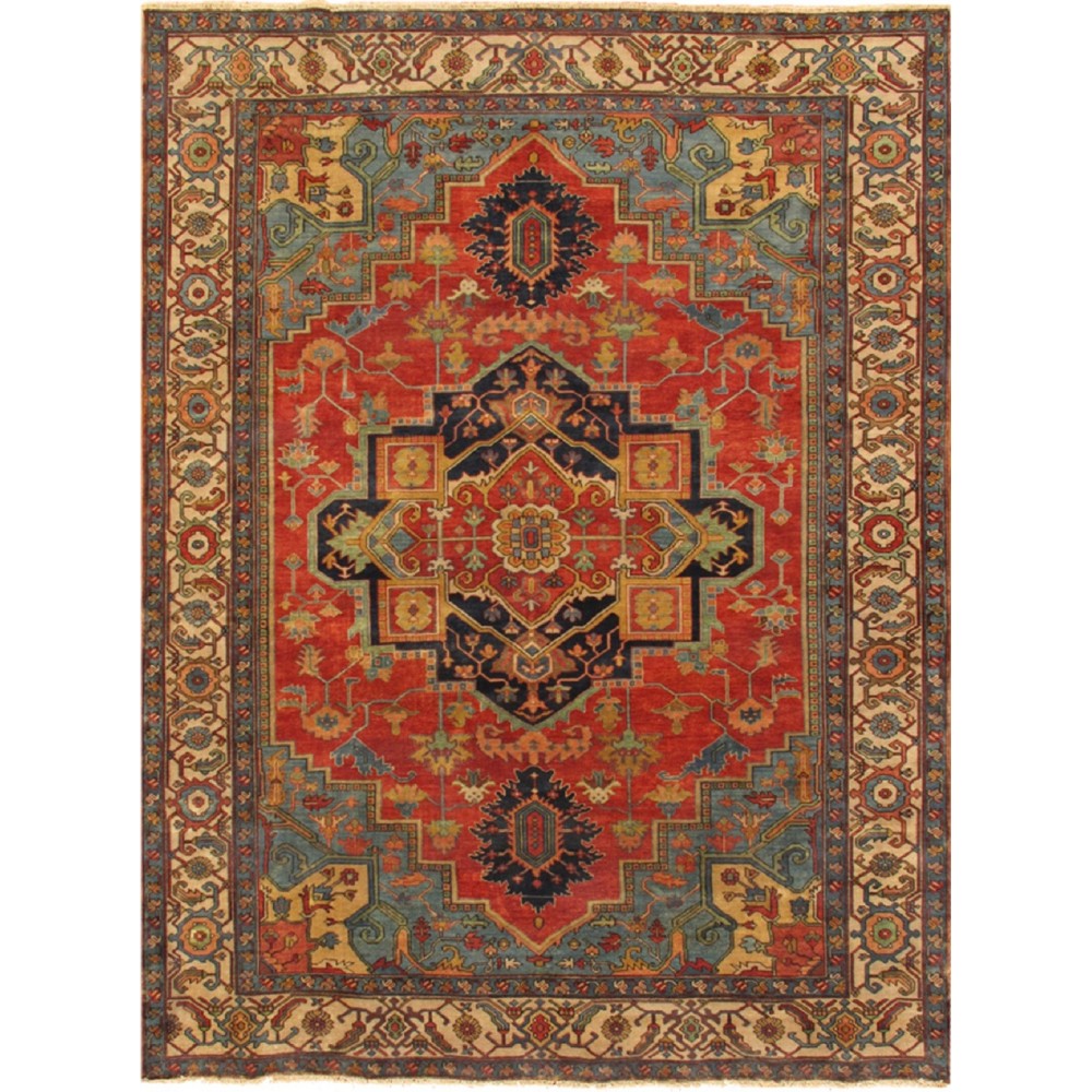 Pasargad Home Serapi Collection Hand-Knotted Wool Rust Area Rug- 9' 8" X 9'11"