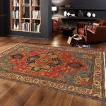 Pasargad Home Serapi Collection Hand-Knotted Wool Rust Area Rug- 9' 8" X 9'11"