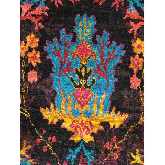 Pasargad Home Ikat Collection Hand-Knotted Sari Silk Area Rug- 6' 7" X 7' 11"