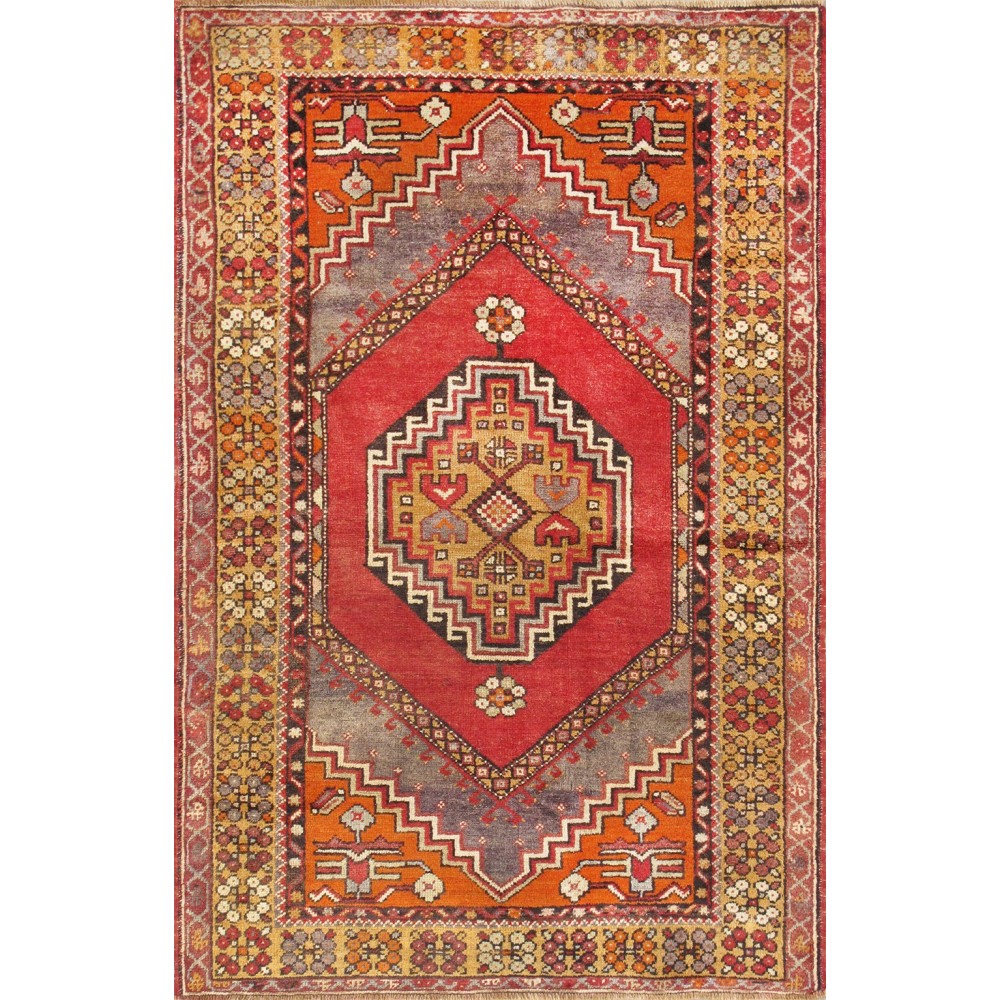 Pasargad Home Antique Sivas Collection Coral Lamb's Wool Area Rug- 3' 7" X 5' 7"