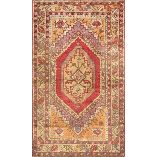 Pasargad Home Antique Sivas Collection Coral Lamb's Wool Area Rug- 3' 8" X 6' 1"