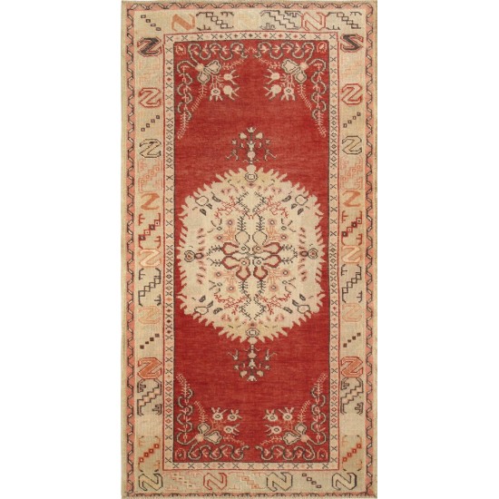 Pasargad Home Vintage Oushak Coral Lamb's Wool Area Rug- 3' 4" X 6' 6"