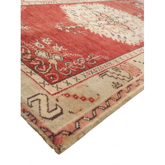 Pasargad Home Vintage Oushak Coral Lamb's Wool Area Rug- 3' 4" X 6' 6"