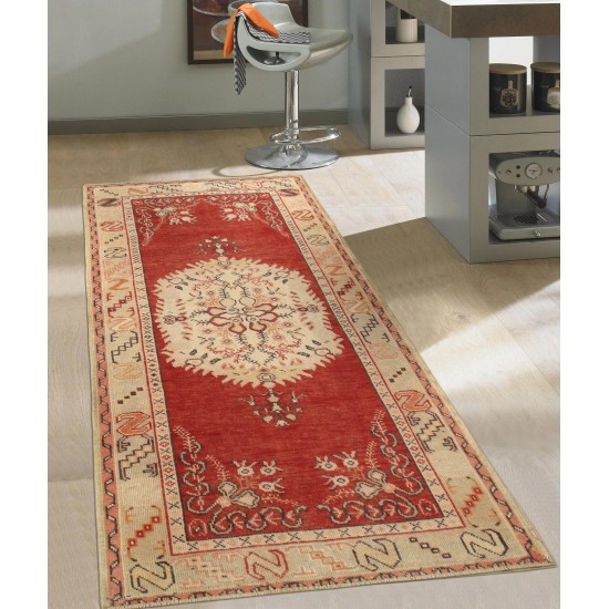 Pasargad Home Vintage Oushak Coral Lamb's Wool Area Rug- 3' 4" X 6' 6"