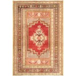 Pasargad Home Vintage Oushak Coral Lamb's Wool Area Rug- 3' 8" X 5' 7"