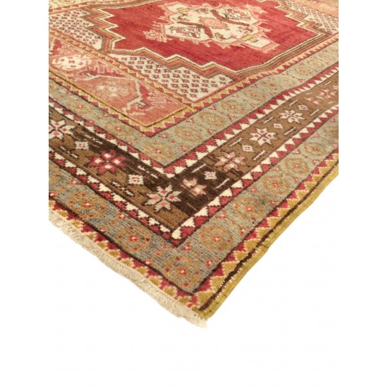 Pasargad Home Vintage Oushak Coral Lamb's Wool Area Rug- 3' 8" X 5' 7"