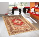 Pasargad Home Vintage Oushak Coral Lamb's Wool Area Rug- 3' 8" X 5' 7"