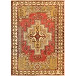 Pasargad Home Vintage Oushak Coral Lamb\'s Wool Area Rug- 4\' 0" X 6\' 0"