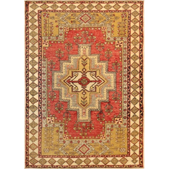 Pasargad Home Vintage Oushak Coral Lamb's Wool Area Rug- 4' 0" X 6' 0"