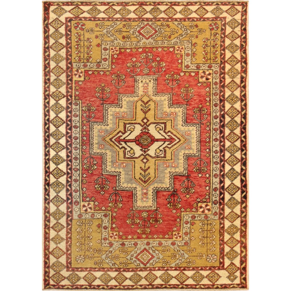 Pasargad Home Vintage Oushak Coral Lamb's Wool Area Rug- 4' 0" X 6' 0"