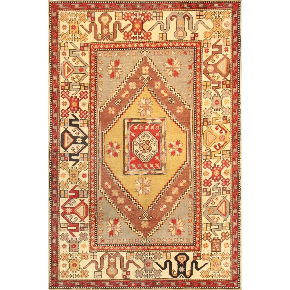 Pasargad Home Vintage Oushak Collection Tan Lamb's Wool Area Rug- 5' 7" X 8' 9"