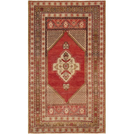 Pasargad Home Vintage Oushak Coral Lamb's Wool Area Rug- 3' 8" X 6' 4"